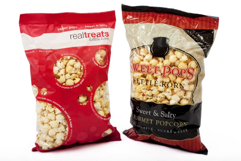 Realtreats Kettle Korn, before and after brand redesign